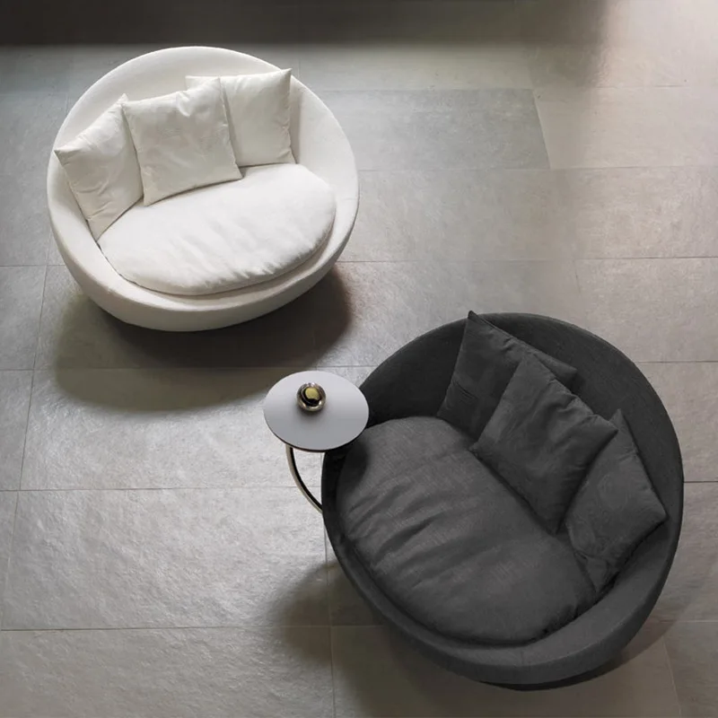 Designer fabric sofa chair rotatable modern light luxury lazy raccoon single chair living room balcony leisure chair