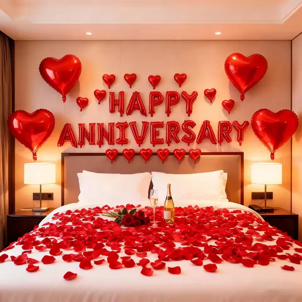 1Set 16 Zoll Happy Anniversary Aluminium Folie Ballon Hochzeit Braut Dusche Jahrestag Party Dekorationen Luft Globos Liefert