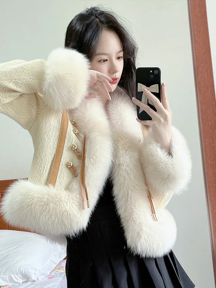 Small Fragrant Wind Fox Fur Fur All One Fur Jacket Women 2024 Autumn Winter New Short Fashion Single Breasted Faux Fur Coat