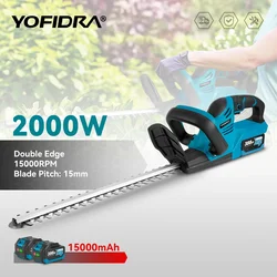 YOFIDRA 2000 W Elektrikli Çit Düzeltici 15000 RPM çim biçme makinesi Bahçe Peyzaj Çit Pruner Giyotin Aracı Makita 18 V Pil Pin