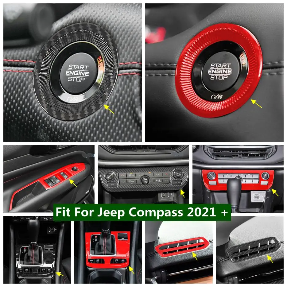 

ABS Window Lift Button / Gear Shift Panel / Air Vent AC Outlet Decor Frame Cover Trim For Jeep Compass 2021 - 2023 Accessories