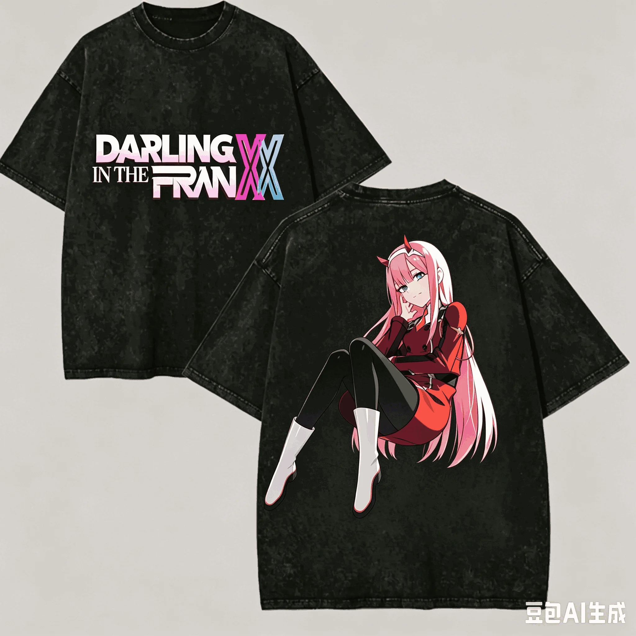 DARLING in The FRANXX Washed T Shirt Anime Lover Harajuku New Model Oversized Unisex Vintage Loose Retro Oversized Short Sleeve