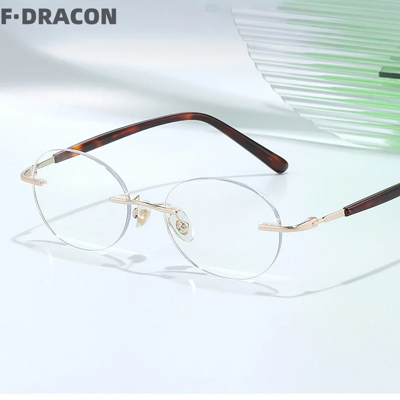 

Ultra Light Titanium Eyeglass Frame Elliptical Frameless Male And Female Eyeglass Frame Optical Prescription Frame 0658-108