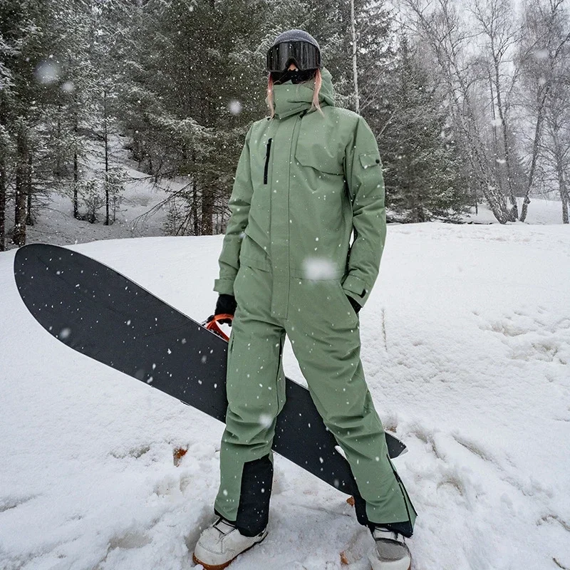 Traje de esquí de una pieza para hombre y mujer, ropa de Snowboard a prueba de viento, de algodón cálido, para deportes al aire libre, invierno, 2025