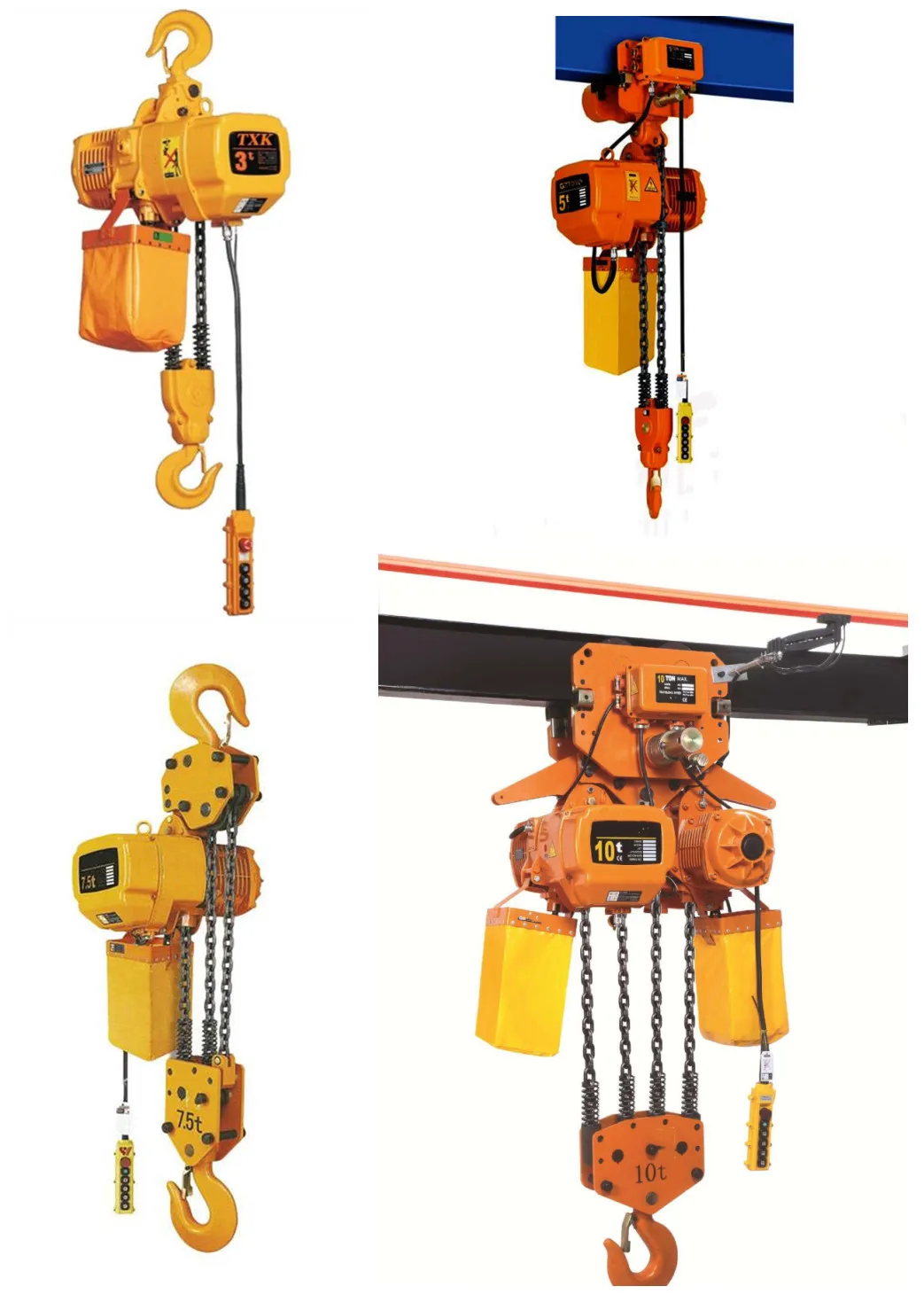 رافعة كهربائية بسلسلة 10 طن من الفولاذ المعتمد من CE ارتفاع الرفع بطول 4 أمتار