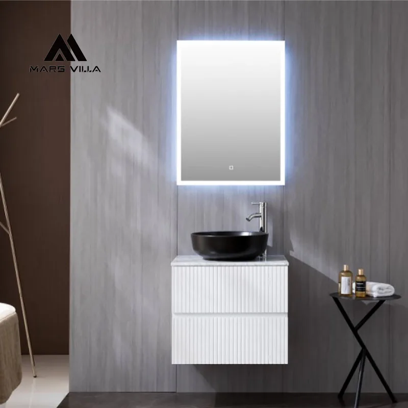 Mars Villa Oem Practical Wall Mounted Bathroom Vanity Floating Double Drawer Cabinet With Large Counter Space