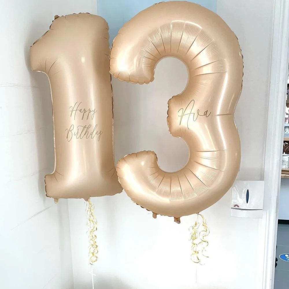 1szt 40-calowy balon z numerem kawy w stylu retro beżowy karmelowy zestaw balonów dla 30 40 50 Happy Birthday Party Decoration Supplies — zdjęcie 6
