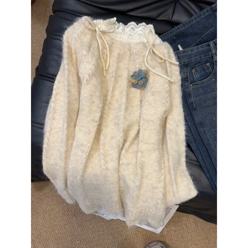 

Korean Sle Lazy Knot Sweater Women's Soft Cozy Inner Wear Autumn Winter New Arrival Ele Gentle Knitted Top