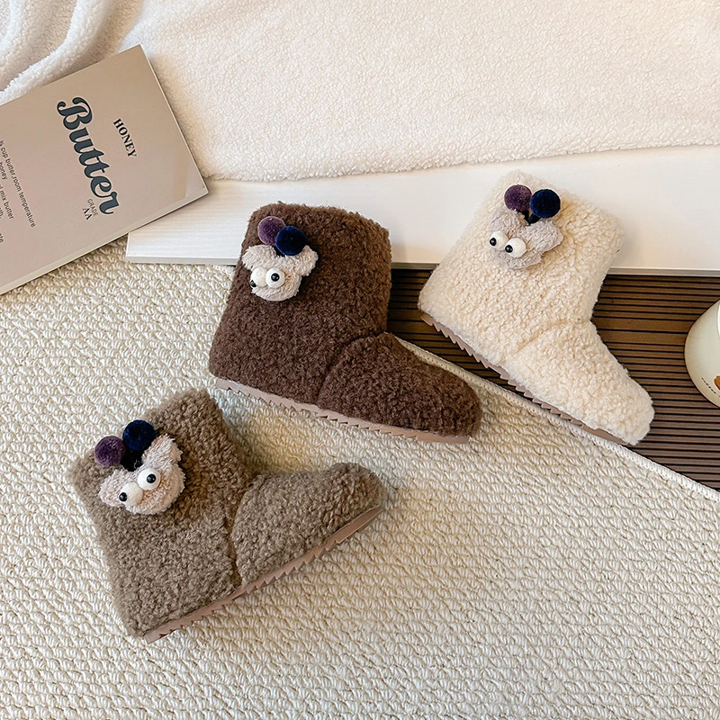 

Kids Short Boots Suede Warm Versatile Children Casual Boots Fashion Trendy 2025 Winter New Girls Princess Boots Round Toes Soft