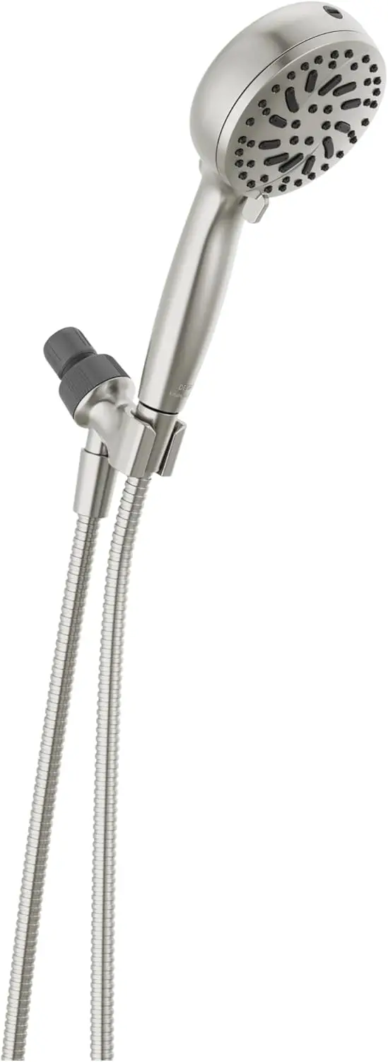 

High-Pressure Handheld Shower Head with 6 Spray Settings, Brushed Nickel Finish for Easy Cleaning