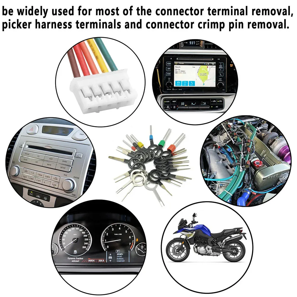 Kit de herramientas de extracción de pines de conector de cable automotriz, 41 Uds., con mecanismo de empuje y manijas de junta tórica para una extracción segura de terminales