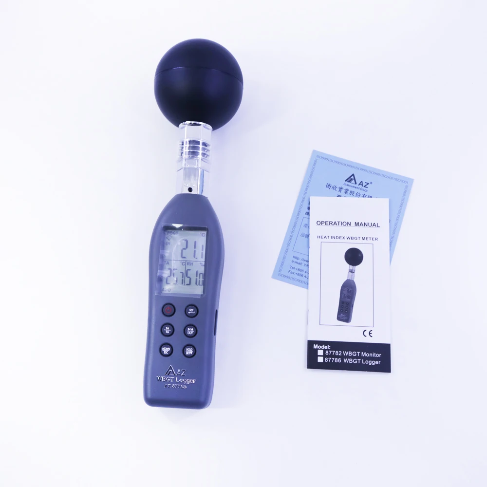 AZ87786 Handheld WBGT Datenlogger Wet Bulb Globe Temperature Meter WBGT Recorder Temperature Humidity Meter