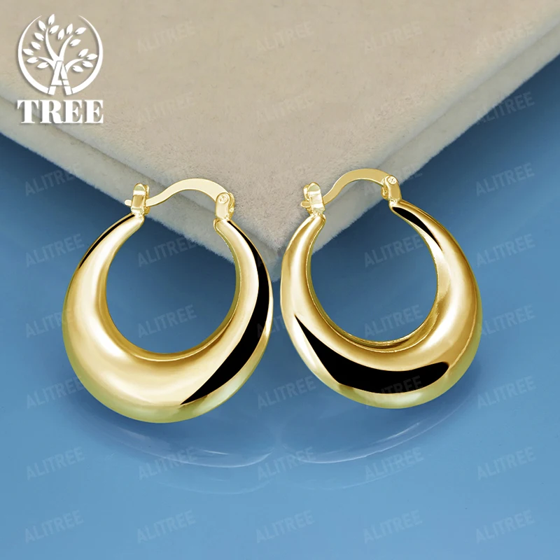 

Luxury 18K Gold Moon Hoop Earrings For Women Engagement Wedding Party Fashion Simple Birthday Jewelry Accessories Fine Cute Gift