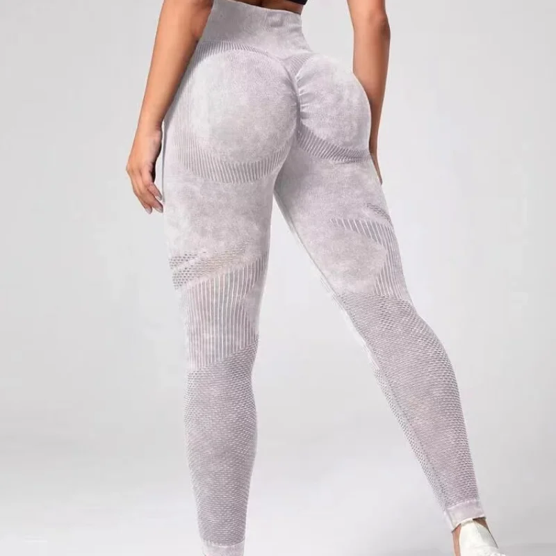 Women Booty Lifting Knitted Seamless Leggings Hollow Casual Sports Yoga Pants Female High Waist Sexy Push Up Scrub Leggins