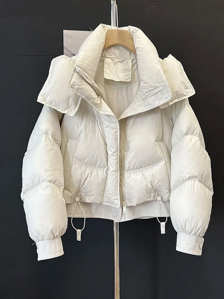 

Модная теплая хлопковая куртка для женщин: свободный крой, стройнящий силуэт, универсальная верхняя одежда, утепленная, с длинными рукавами, на молнии, короткое пальто