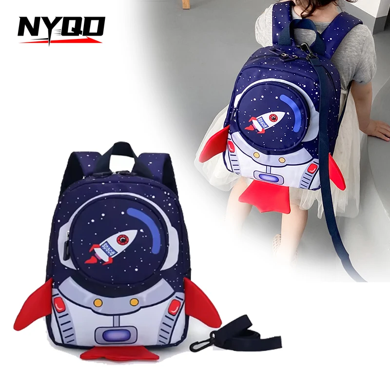 Children Anti-lost Lightweight Backpack Space Rocket Towing Rope Kids Early Education Backpack Детский рюкзак. 어린이 분실 방지 배낭