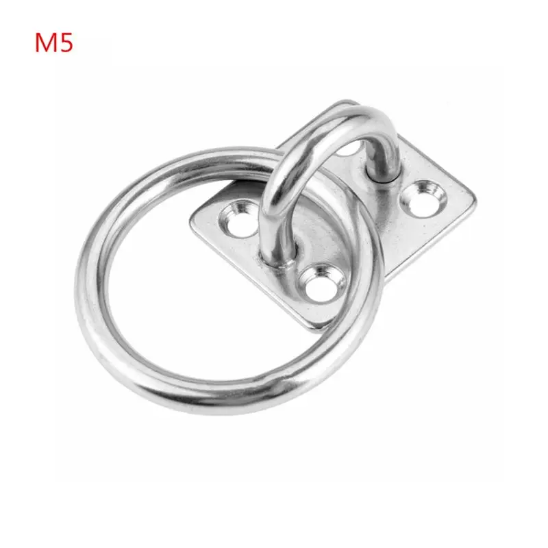 Stainless Steel Eye Plate Oblong Pad Eye Plate Metal Staple Ring Hook  with Holes for Fix and Install Hanging Baskets