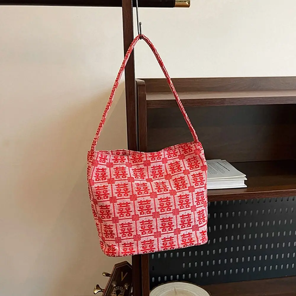Large Capacity Shoulder Bag Snap Closure Single Shoulder Strap Underarm Handbag Traditional Pattern Wide Opening Casual Purse