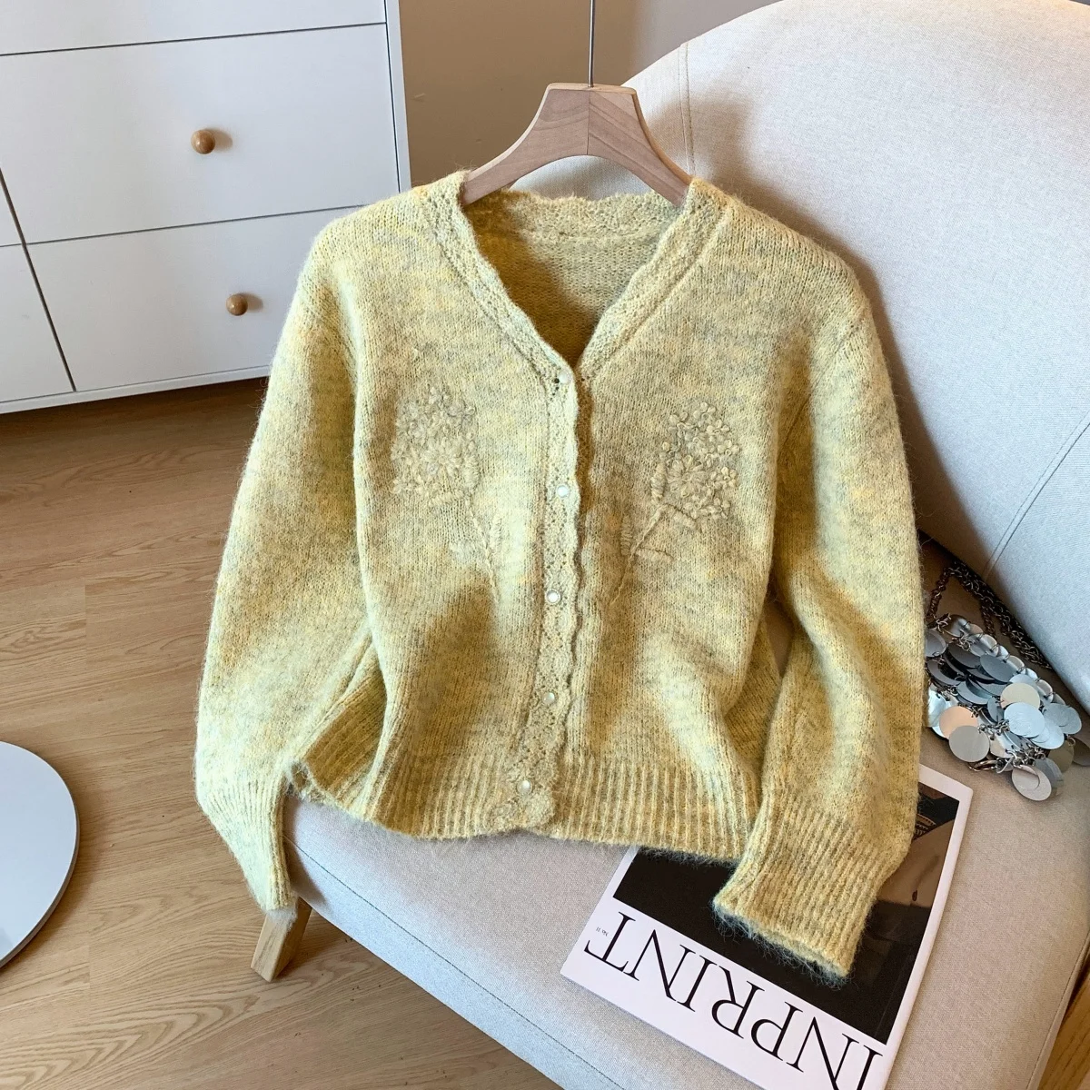 

Корейский свободный кружевной свитер на крючках для похудения, женский осенне-зимний открытый кардиган, модный повседневный удобный крой