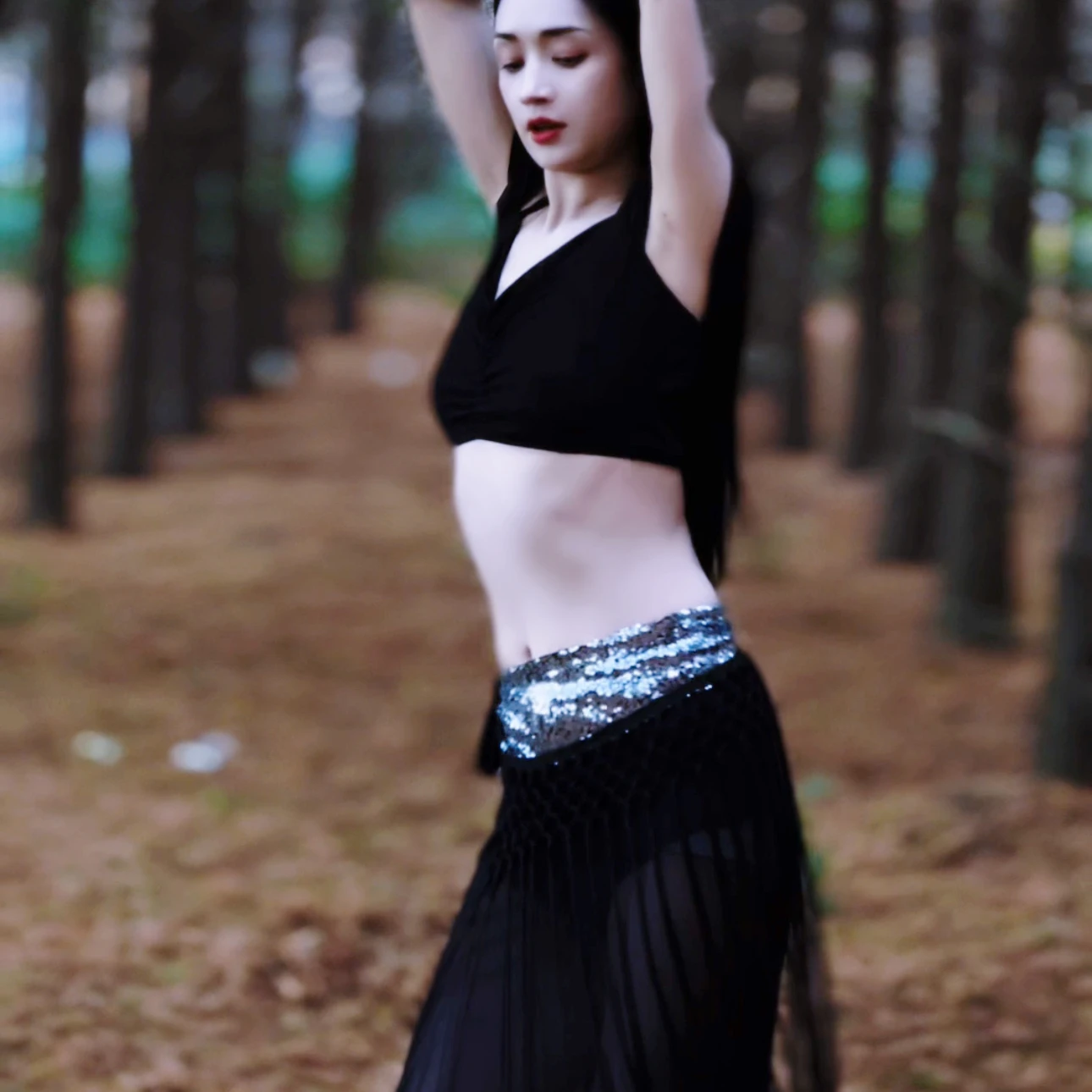 زي الرقص الشرقي للنساء بمزاج أسود وأداء أنيق، مجموعة ملابس تدريب الرقص الشرقي للبالغين