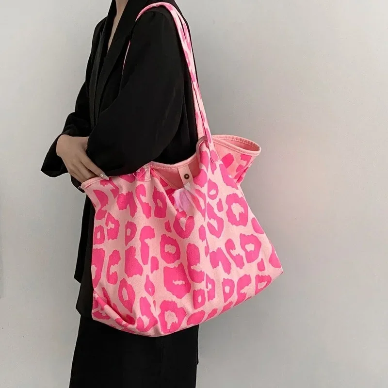 Sweet Memory Casual Tote Bag Leopard Shoulder Bag Ladies Canvas Bag New 2024 Shopping Bag