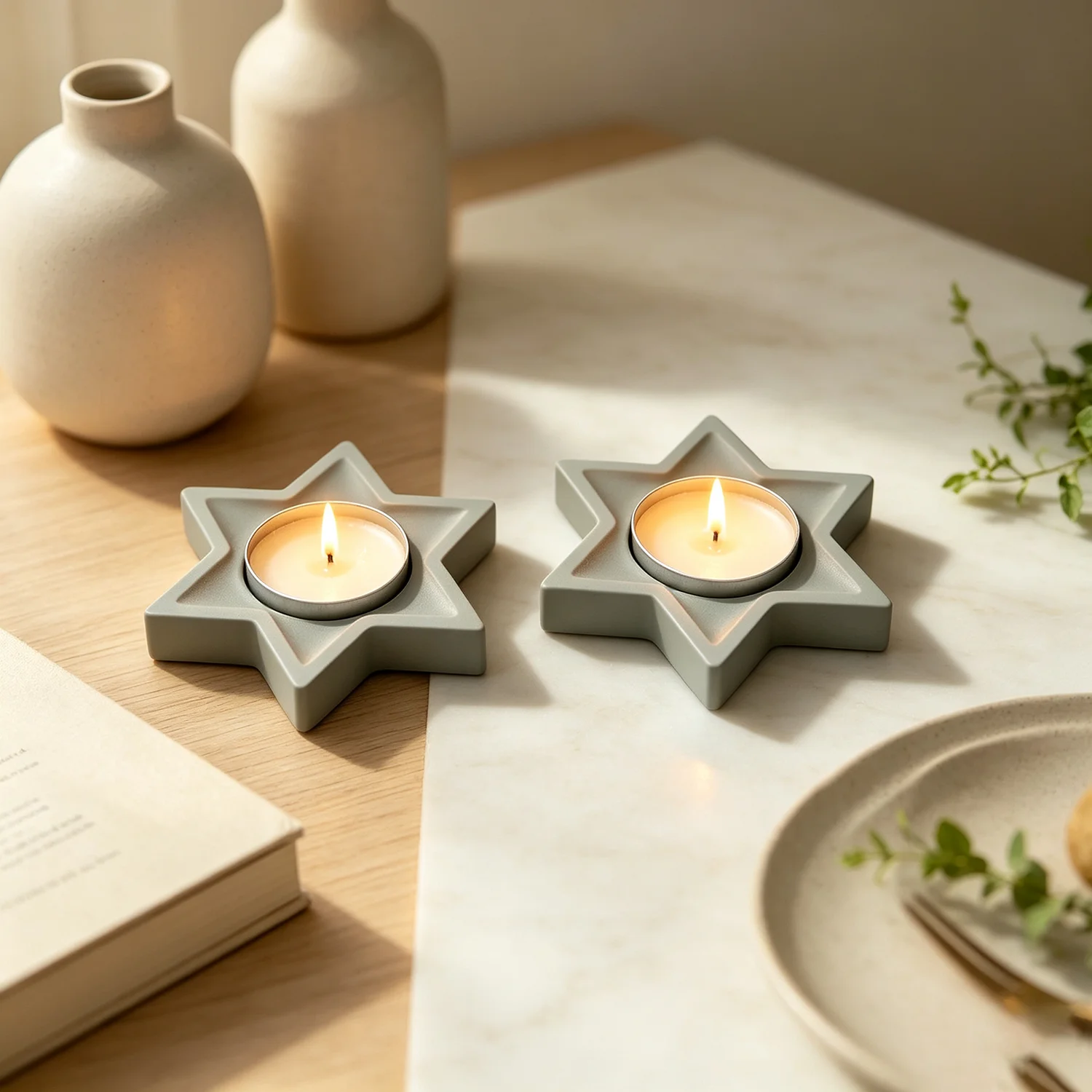 Silicone Mold For Star Of David Tea Light Candle Holder, DIY Concrete Gypsum Resin Casting Mould Jewish Home Decor Craft