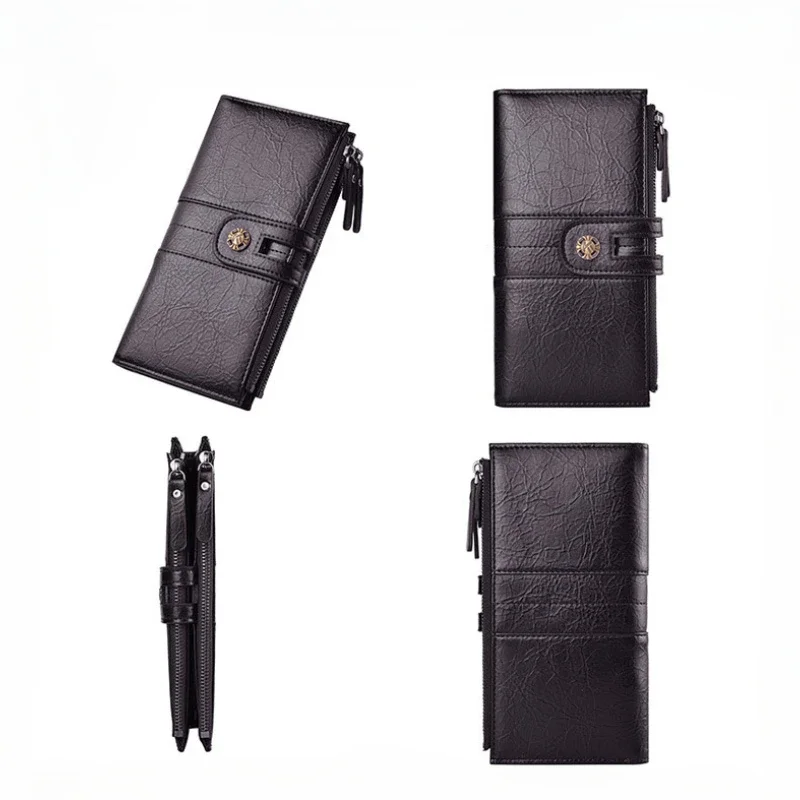 Nouveau portefeuille pour hommes portefeuille Long en polyuréthane rétro sac à main avec plusieurs fentes pour cartes zéro portefeuille fermeture éclair boucle sac de téléphone portable
