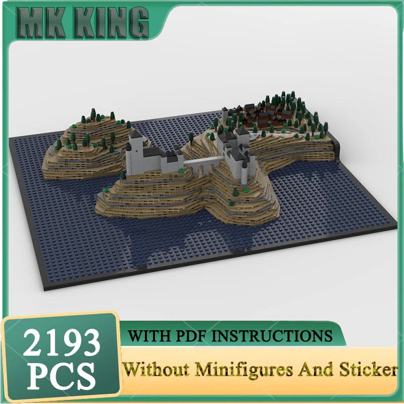 

Moc Building Bricks Castle on the Cliffs, модель микромасштаба, технология, модульный средневековый замок, блок, игрушки, наборы «сделай сам», сборка, подарки