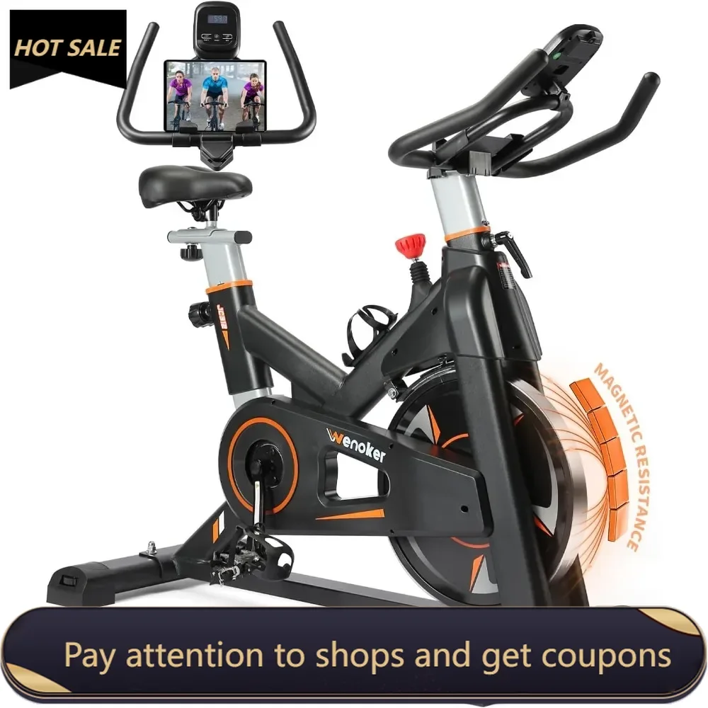 

Magnetic Resistance Stationary Bike for Home，Indoor Bike with Whisper Quiet，Heavy Flywheel and Upgraded LCD Monitor