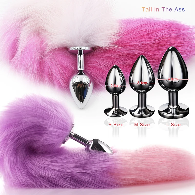 Bondage Colorful Gradient Fox Tail In Ass Anal Plug Bdsm Erotic Toys In Couple Adult Game RolePlay Stage Prop Sex Toys For Women 3