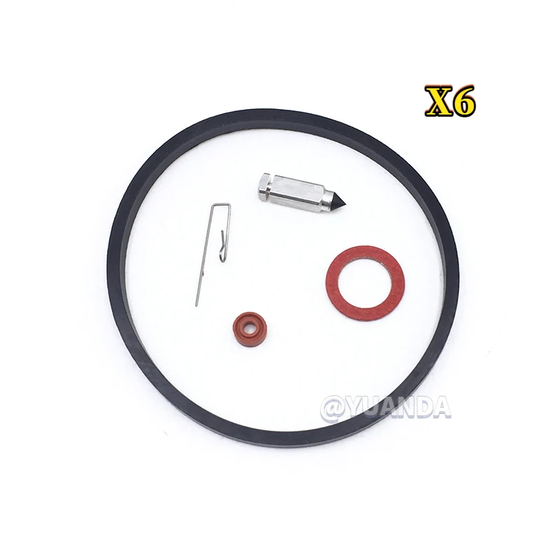 6sets Carb Carburetor Repair Kit Needle Seat Bowl Gasket Replace For 631021 V40 V50 VM80 H30 VM100 HMSK HSSK LEV OH195