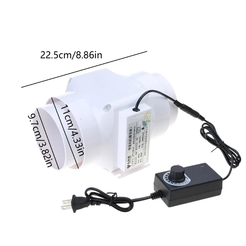 Duct Fan Speed Adjustable Air Extractor Exhaust Ventilation for Bathroom Kitchen