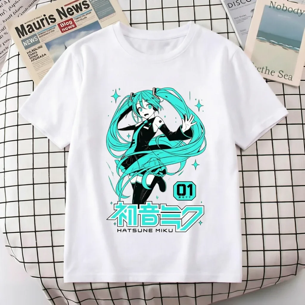New 2026 Japanese Hatsune Miku Anime Printed Cotton Retro Distressed Short-Sleeved Unisex T-Shirt Vintage Men Women Kids