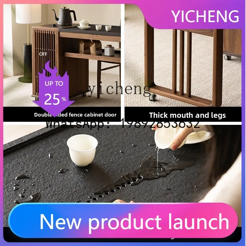 

Чайный столик из черного ореха с интегрированным чайником, из массива дерева, для балкона, малый размер