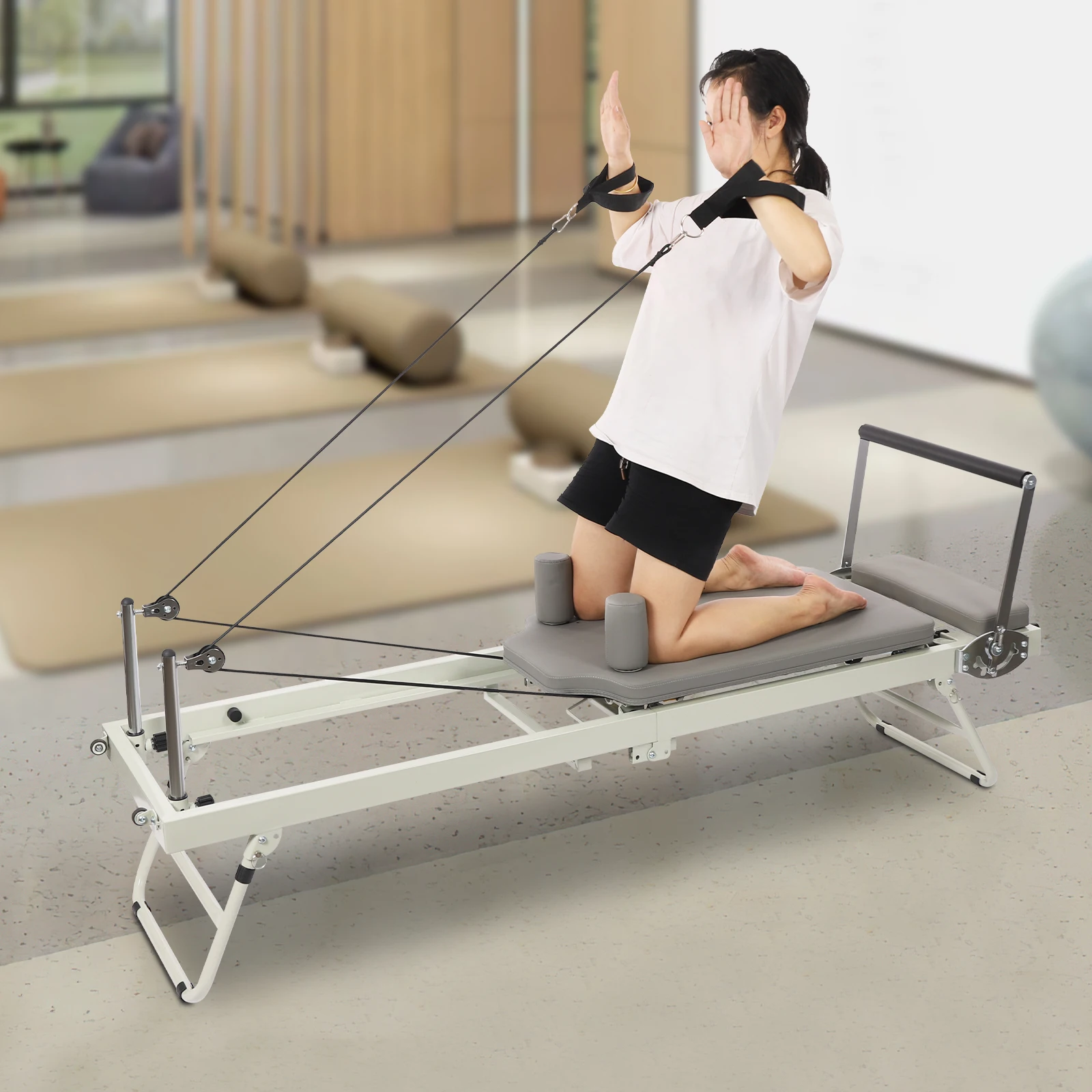 120kg/264.55lbs Foldable Pilates Reformer Machine, Multifunctional Yoga Fitness Equipment, Pilates Exercise Equipment view 4