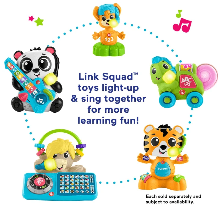 Mattel Fisher‑Price Link Squad Crawl 'n' Colors Chameleon, Interactive Baby & Toddler Push‑Along Toy with Rolling Wheels, Early Educational Learning Features, Perfect Play Gift for Infants and Toddlers Ages 9+ Months for Holiday and Daily Play view 3