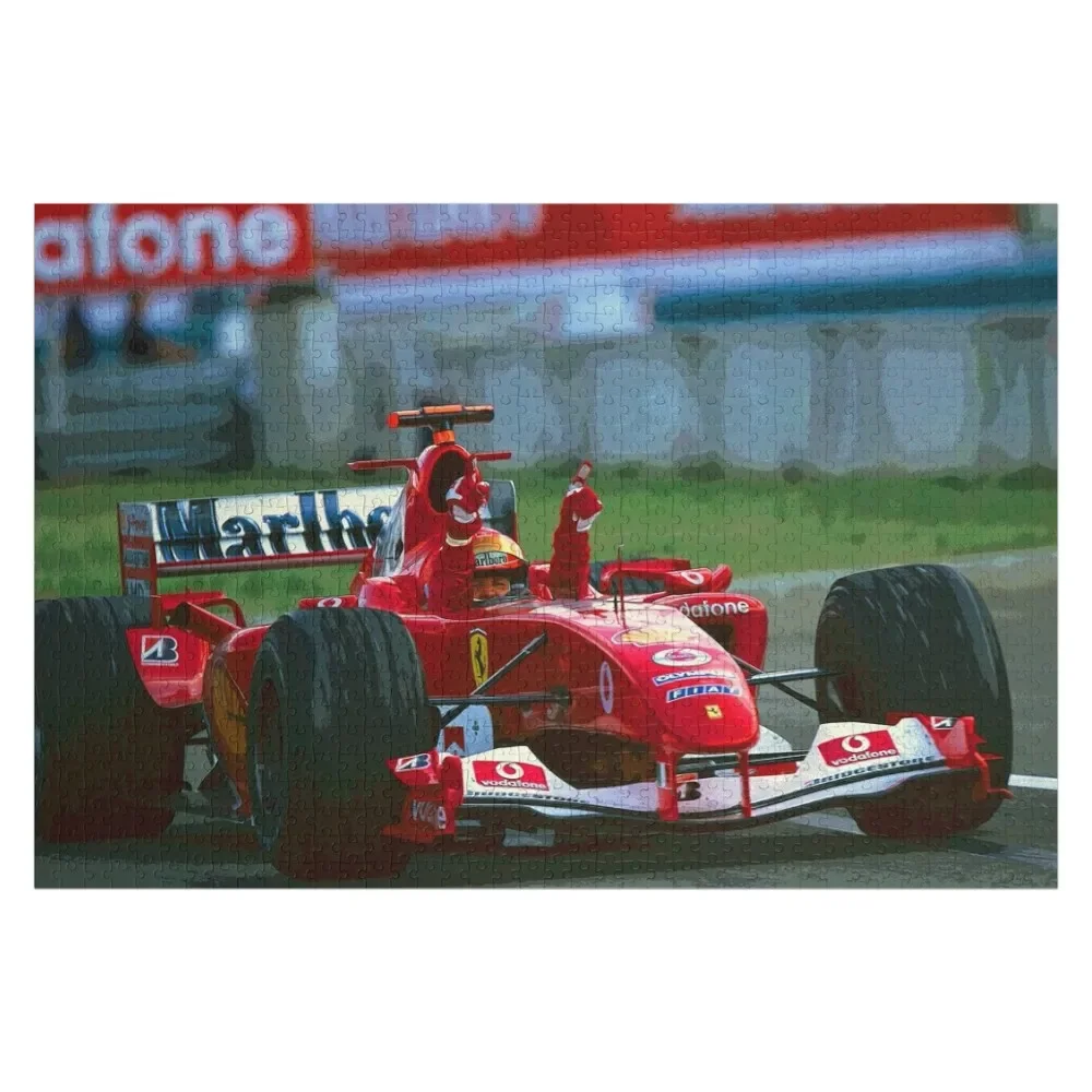 Michael Schumacher celebrating his victory in the 2004 Hungarian Grand Prix abstract Jigsaw Puzzle Personalized Gift Puzzle