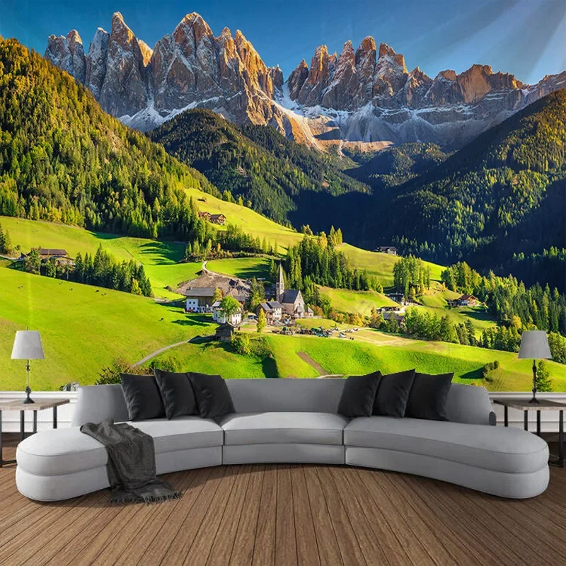 

Natural Scenery, Hilly Grassland Landscape Tapestry, Art Decoration, Curtain, Hanging, Home, Bedroom, Living Room Decoration