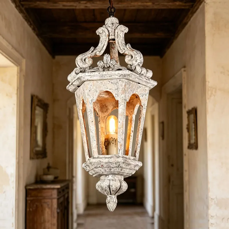 Creative Vintage Retro French Solid Wood Pendent Lamp Dining Room Bedroom Dining Bar Villa Kitchen Bedroom Decorative Chandelier