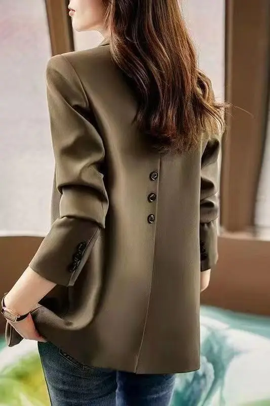 Blazer Oversize Women Women'S Summer Suit Sensible High-Grade Lock Champagne Famale Double-Row Trends Collars Transparent
