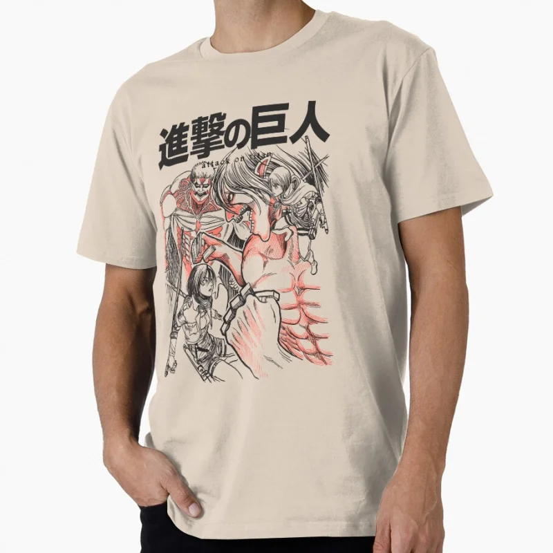 Giant killer Attack On Titan Gift t shirt for Anime lover Manga Graphic Y2K clothes Large size Tops Cartoon Tee 100% cotton