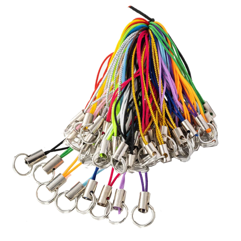 Mix Poliéster Cord com Jump Ring, Corda Lanyard, DIY Keychain Making, Chaveiro Artesanato, Pingente, Materiais Artesanais, Fornecimento, 100Pcs