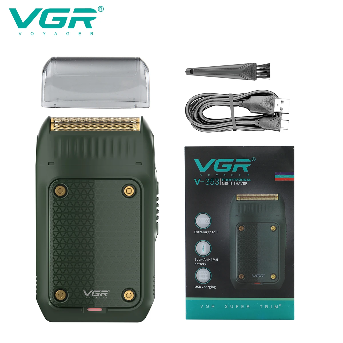 VGR  Rasoio da barba da uomo Professionale Tagliacapelli Elettrico Macchina per la rasatura del viso Ricarica USB Mini Sicurezza Rasoio per il viso da uomo V-353