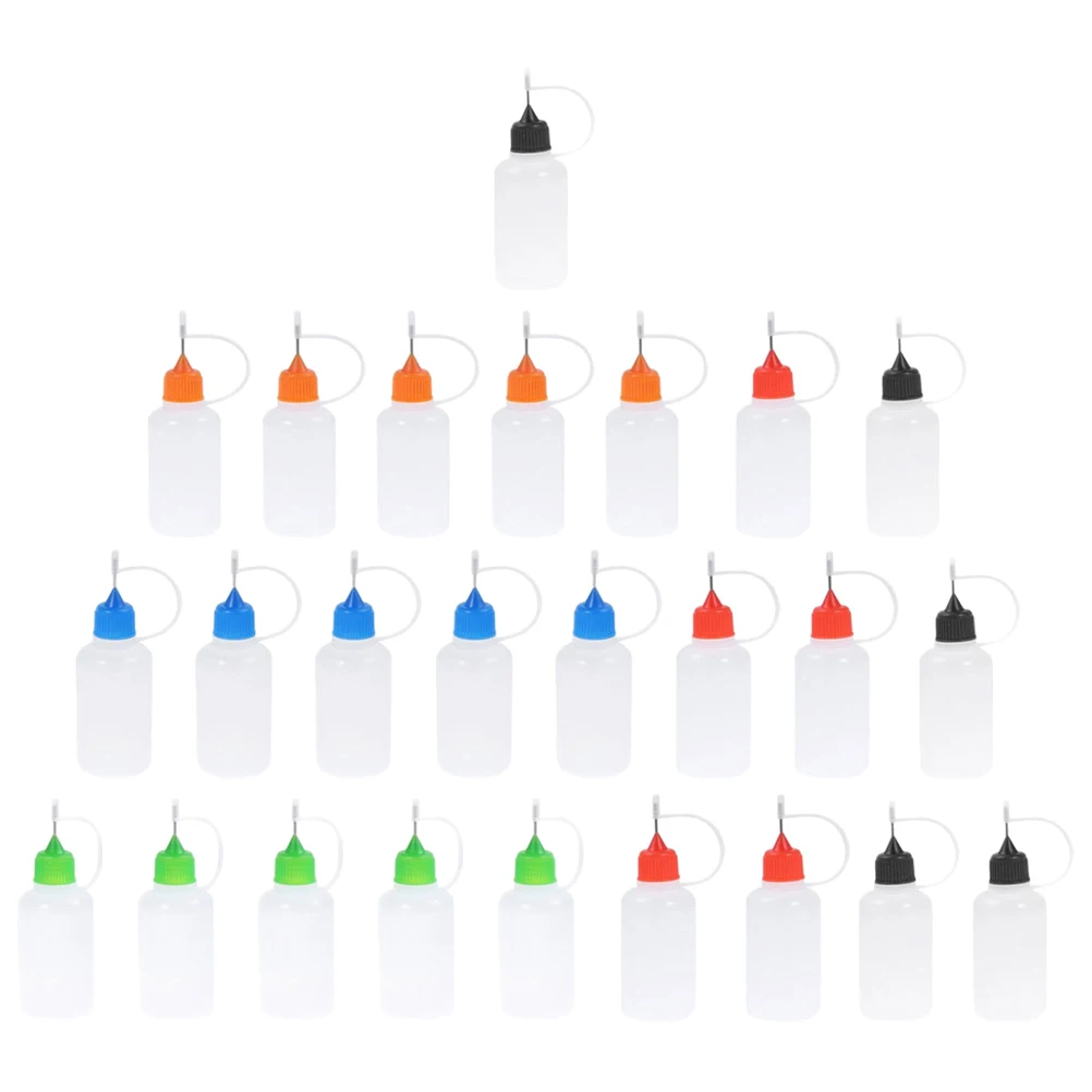 

25cs 30ml Pigment Bottles Needle Tip Squeeze Containers Lightweight Applicator Multi Color Premium Material Storage Travel Use