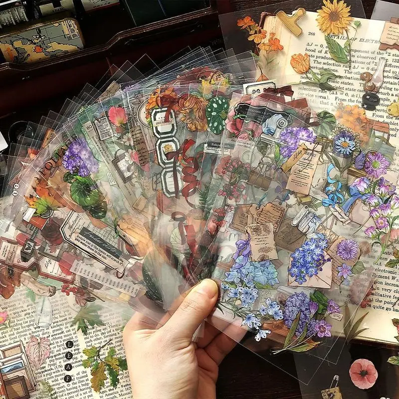 1pack/20pcs Artistic Aged Vintage Journal Stickers, Old‑Time Vibe Album & Kpop Card Craft Materials