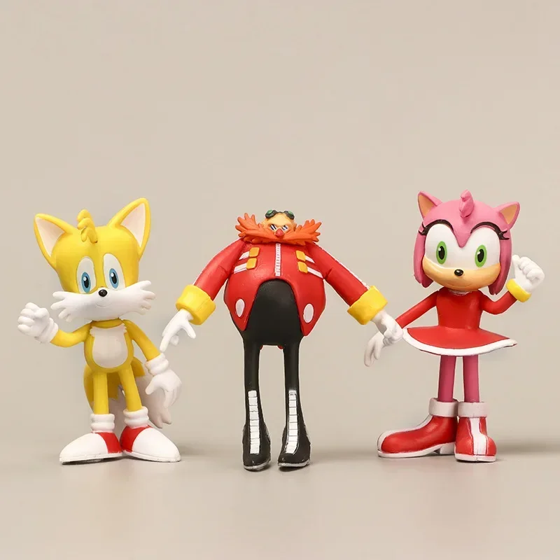 Sonic PVC Anime Action Figure para Crianças, Ouriço, Modelo de Cauda Sombra, Bonecas Bonitas, Brinquedo Animal Kawaii, Presente de Aniversário, 11cm, Conjunto de 6Pcs