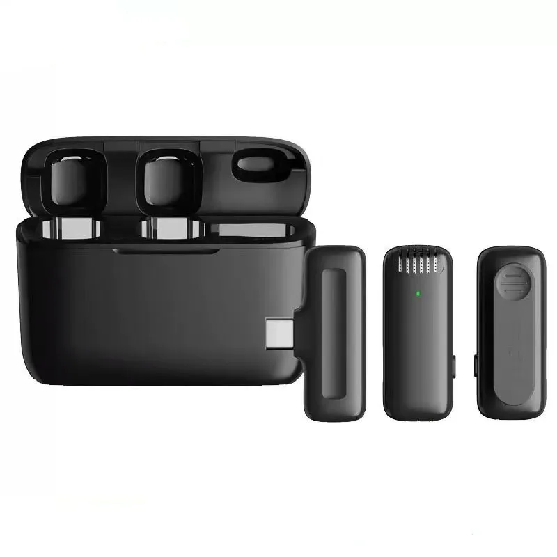 

Wireless collar microphone 2.4G radio noise reduction microphone live broadcast one for two, with charging compartment