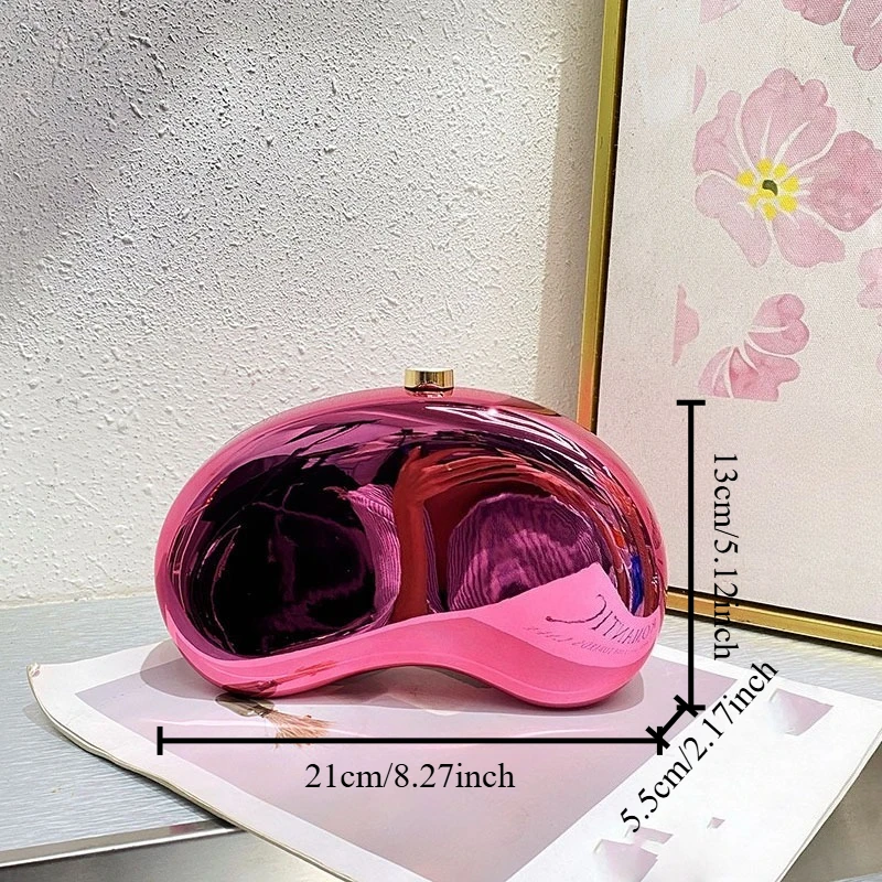 JIOMAY 2025 جديد المرأة الوردي الاكريليك مساء حقيبة موضة الحد الأدنى حقيبة صغيرة أنيقة تنوعا محفظة الكاجو شكل حقيبة الحفلات