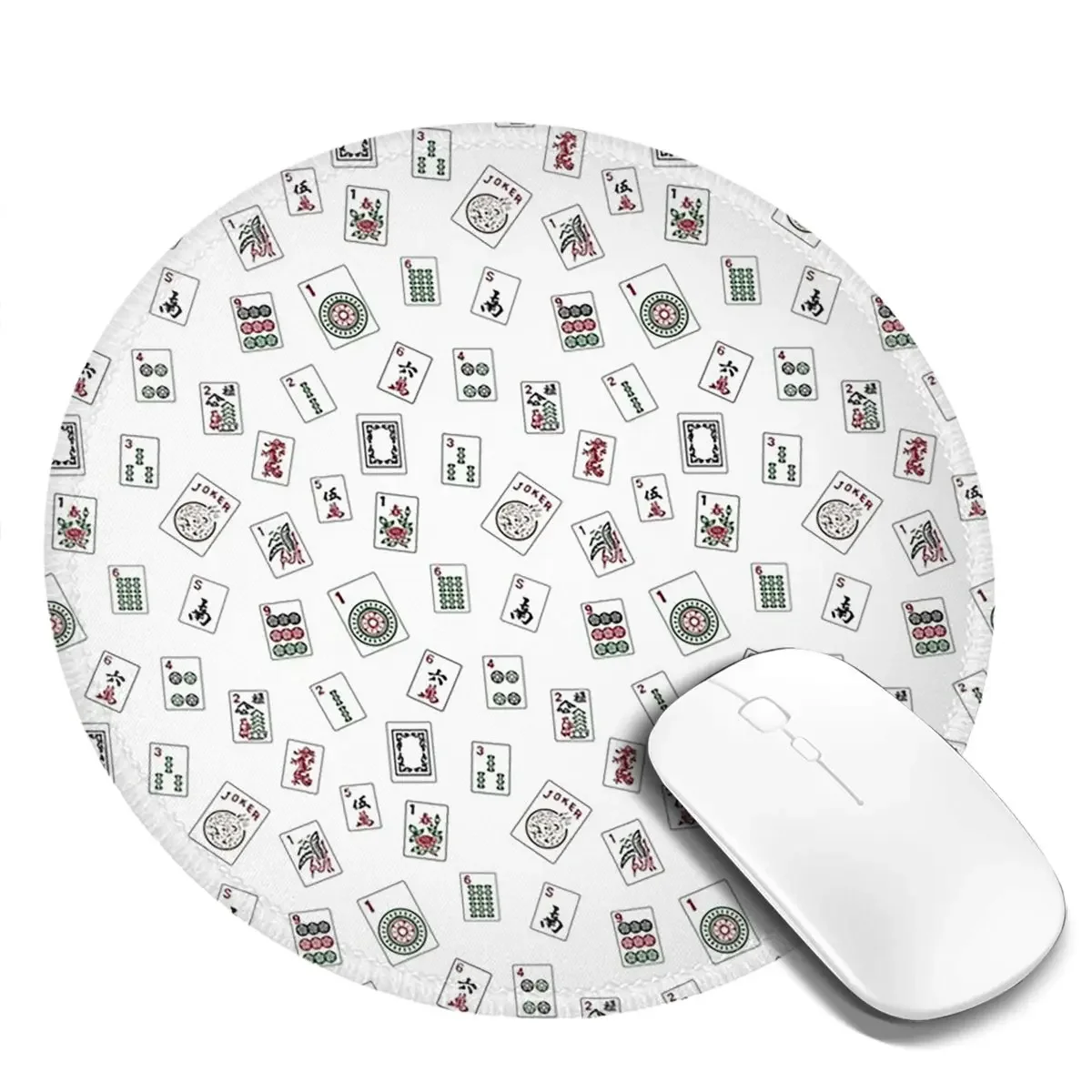 White Mahjong Round Mouse Pad Computer Keyboard Mouse Mat Gamer PC Desk Mat Office Accessories Table Mats