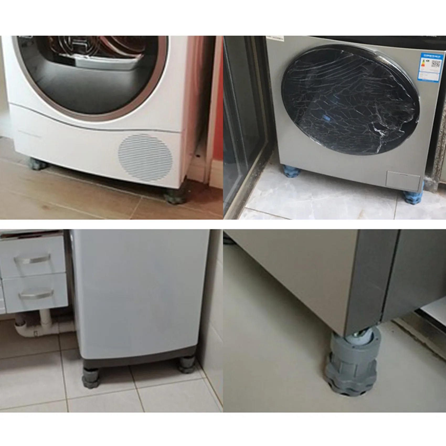 

A50U 8 шт., регулируемая по высоте стиральная машина, антивибрационная накладка, противоударный нескользящий коврик для ног, защита для мебели на полу в холодильнике-серый